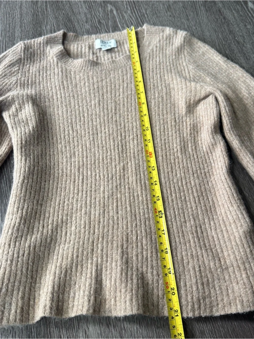 J. Crew Extra Soft Wool Blend Women's Crewneck Ribbed Sweater Tan XS